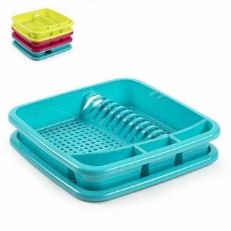 Trade Shop Trade Shop - Scolapiatti Quadrato In Plastica Colorata Con Porta Posate Accessorio Cucina