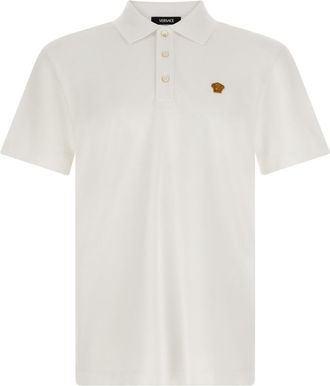 Versace White Solid Shirt Collar Polo