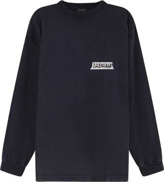 Balenciaga Masking Tape Long Sleeve T-shirt Large Fit - Heren - Sweatshirts - Zwart - M - Katoen - Hoodies & sweatvesten