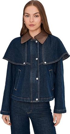 Avec Les Filles Cropped Cape Jacket Womens Jacket Raw Indigo : MD, Cotton/Spandex