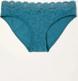 Fat Face FatFace Teal Blue Garden Floral High Leg Knickers