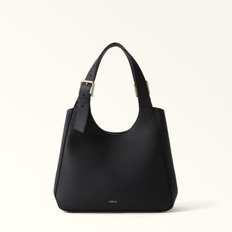 Furla Dora Borsa Shopping M Nero Nero Pelle Granata Doppia Nisos Donna