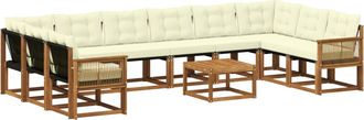 vidaXL Conjunto De Sof&aacute;s De Exterior 11 Uds. Natural Y Crema Vidaxl