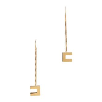 Elisabetta Franchi Accessoires, Dames, Geel, ONE Size, Pendant Oorbellen Met Logo