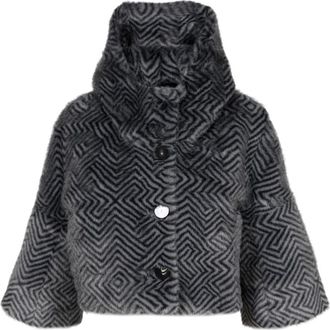 Roberto Ricci Design Geometrisch Sprookje Faux Fur Jas - Dames - Jassen - Grijs - M - Jassen