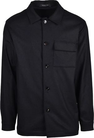 Michael Coal Black Soft Flannel Virgin Wool-Blend Shirt