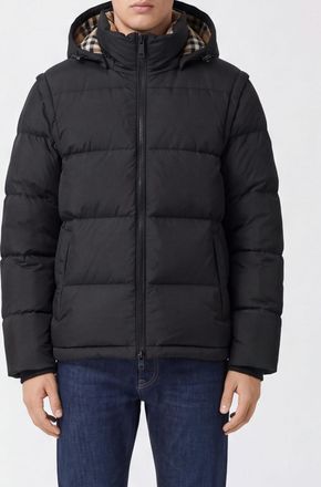 Burberry Piumino trapuntato in poliestere con cappuccio e fodera Check