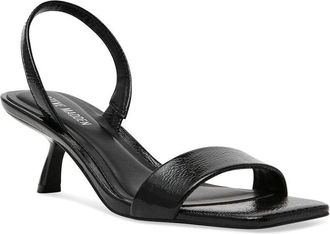 Steve Madden Isha Womens Black Patent Leather Kitten Heel Sandals ZOGG2913