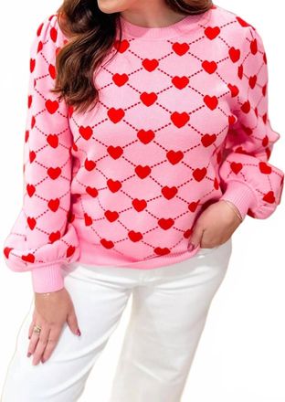 Merci Heart Full Of Love Sweater In Pink