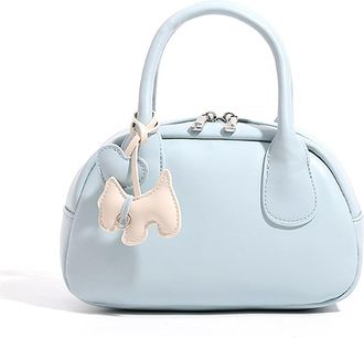 Generic PU Leather Handbag with Adjustable Strap Pillow Bag for Women Daily (Light Blue)