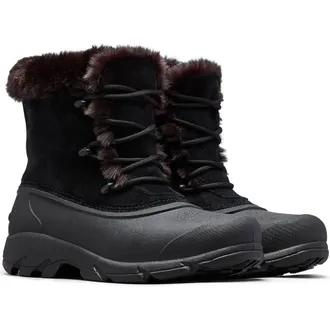 Sorel Snow Angel Faux Fur Detail Waterproof Boot in Black at Nordstrom, Size 10