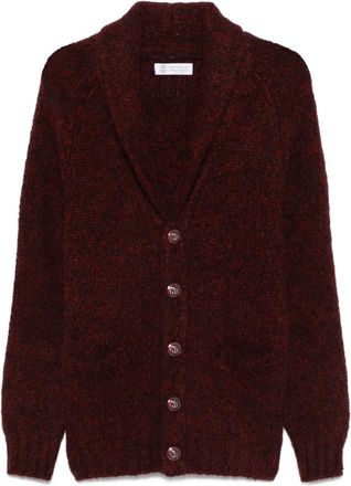 Brunello Cucinelli Cardigan con scollo a scialle - Rosso
