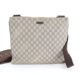 Gucci Brown Leather Coated Canvas Messenger Bag Shoulder Bag (Pre-Owned)