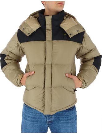 Blauer Gevoerde Donsjas met Capuchon Stijl 1700042