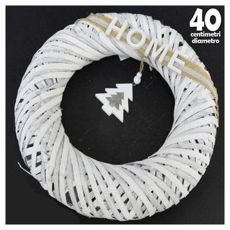 Trade Shop Trade Shop - Fuoriporta Natalizio In Legno Shabby Chic Diametro 40cm Decorazione Porte Bianco