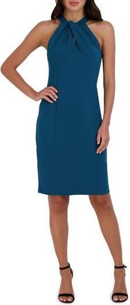 Julia Jordan Twist Neck Sheath Dress in Blue/Jade at Nordstrom Rack, Size 12