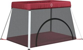 vidaXL Parque Infantil Para Beb&eacute;s Con Colch&oacute;n Tela Lino Rojo Vidaxl