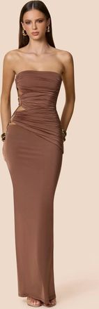 Nookie Portia Bandeau Maxi Dress In Coffee