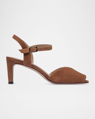 Bernardo 65mm Hartley Suede Ankle-Strap Sandals