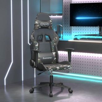 vidaXL Vidaxl - Sedia da Gaming con Poggiapiedi Nero e Mimetico in Similpelle