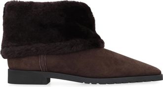 Toteme Schoenen, Dames, Bruin, 38 EU, Leer, Fold-Down Shearling Boots