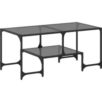 vidaXL Tavolino con Piano in Vetro Nero 98,5x50x45 cm Acciaio - Vidaxl