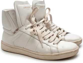 Saint Laurent White leather Court Classic SL/01 high top trainers Size 35