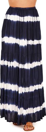 Pistachio Womens Navy Blue White Tie Dye Maxi Skirt M