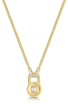 Ania Haie Cubic Zirconia Lock Pendant Necklace in Shiny Gold at Nordstrom