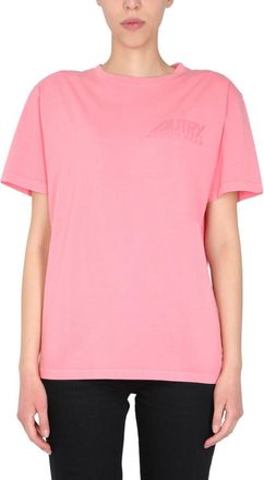 Autry Pink Logo Crew Neck T-Shirt