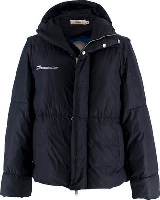 PANGAIA Navy Puffer Jacket with Scarf Detail Size S