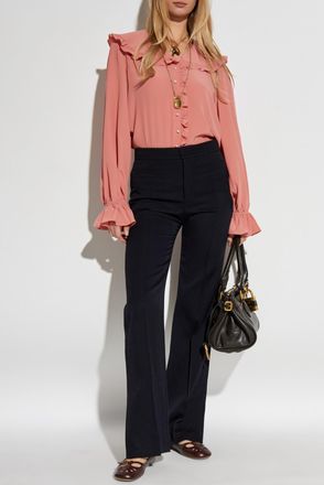 Chloé Silk Shirt With Ruffles, Womens, Pink