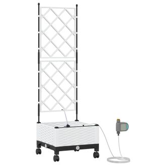 vidaXL Maceta De Jard&iacute;n Con Riego Y Ruedas Blanco 40 X 40 X 132 Cm Pp Vidaxl