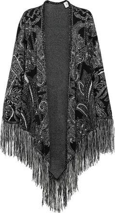 Philipp Plein Knit Cape Paisley - Dames - Ponchos - Zwart - S - Wol - Jassen