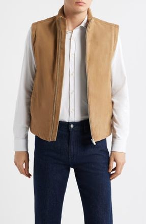 BOSS Marens Leather Vest in Open Beige at Nordstrom, Size 36