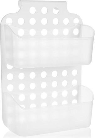 OEM Cesta De Ducha Con 2 Compartimentos, Cestas Colgantes Regulables En Altura, Estante De Ducha Colgante Flexible (1 Pieza, 36x25cm Blanco)
