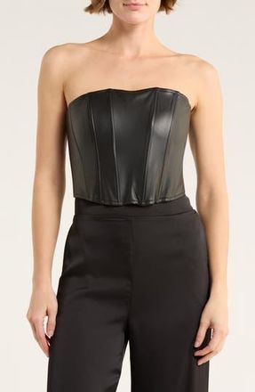 RDI Stretch Faux Leather Corset Crop Top in Black at Nordstrom Rack, Size X-Small