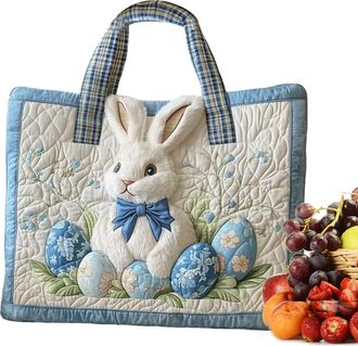 Generic Cute Bunny Bag - Cute Canvas Handbag, Bunny Tote Bag for Women, Easter Egg Pouch, Cartoon Animal Sack with Reinforced Shoulder Straps, Girls Canvas Ca