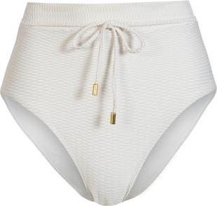 Change of Scenery Belted Hi Waist Hi Leg Bikini Bottom in Ivory/gold Metallic at Nordstrom, Size X-Small