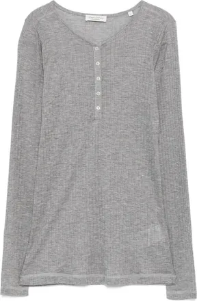 Marc O'Polo button-up ribbed Henley top - women - Lyocell - L - Grey