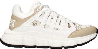 Versace White Fabric Athletic Mens Sneakers
