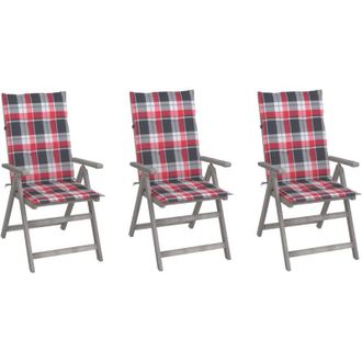 vidaXL Sillas Reclinables Jard&iacute;n Y Cojines 3 Uds Madera Maciza Acacia Vidaxl