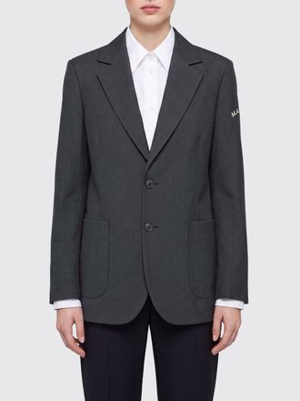 Maison Margiela Blazer monopetto in cotone e lana con tasche a toppa