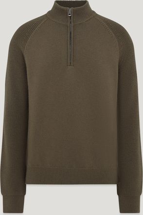 Belstaff Aspect Quarter Zip Jumper Mens Merino Wool Major Brown Size L
