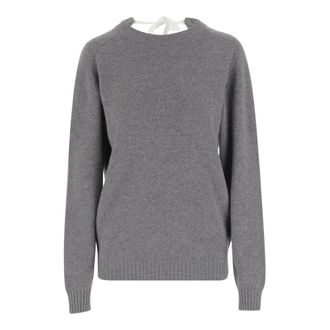 Carven Cashmere Knitwear, female, Gray, Size: S Tie-back Cashmere Sweater