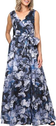 Alex Evenings Floral Print Sleeveless Maxi Dress in Navy Multi at Nordstrom, Size 12