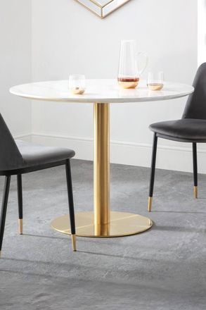 Julian Bowen Palermo Round Pedestal 4 Seater Dining Table in White