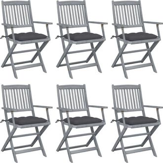 vidaXL Vidaxl - Sillas De Jard&iacute;n Plegables 6 Uds Cojines Madera Maciza Acacia