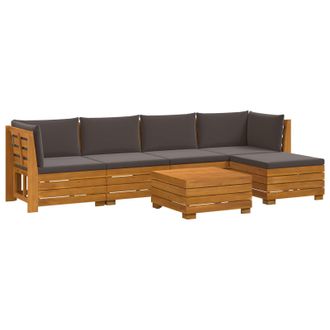 vidaXL Conjunto De Sof&aacute;s De Exterior Con Coj&iacute;n 6 Pieza Marr&oacute;n Vidaxl