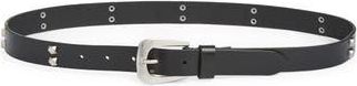 AllSaints Hexagon Studded Leather Belt in Black /Antique Nickel 016 at Nordstrom Rack, Size X-Large